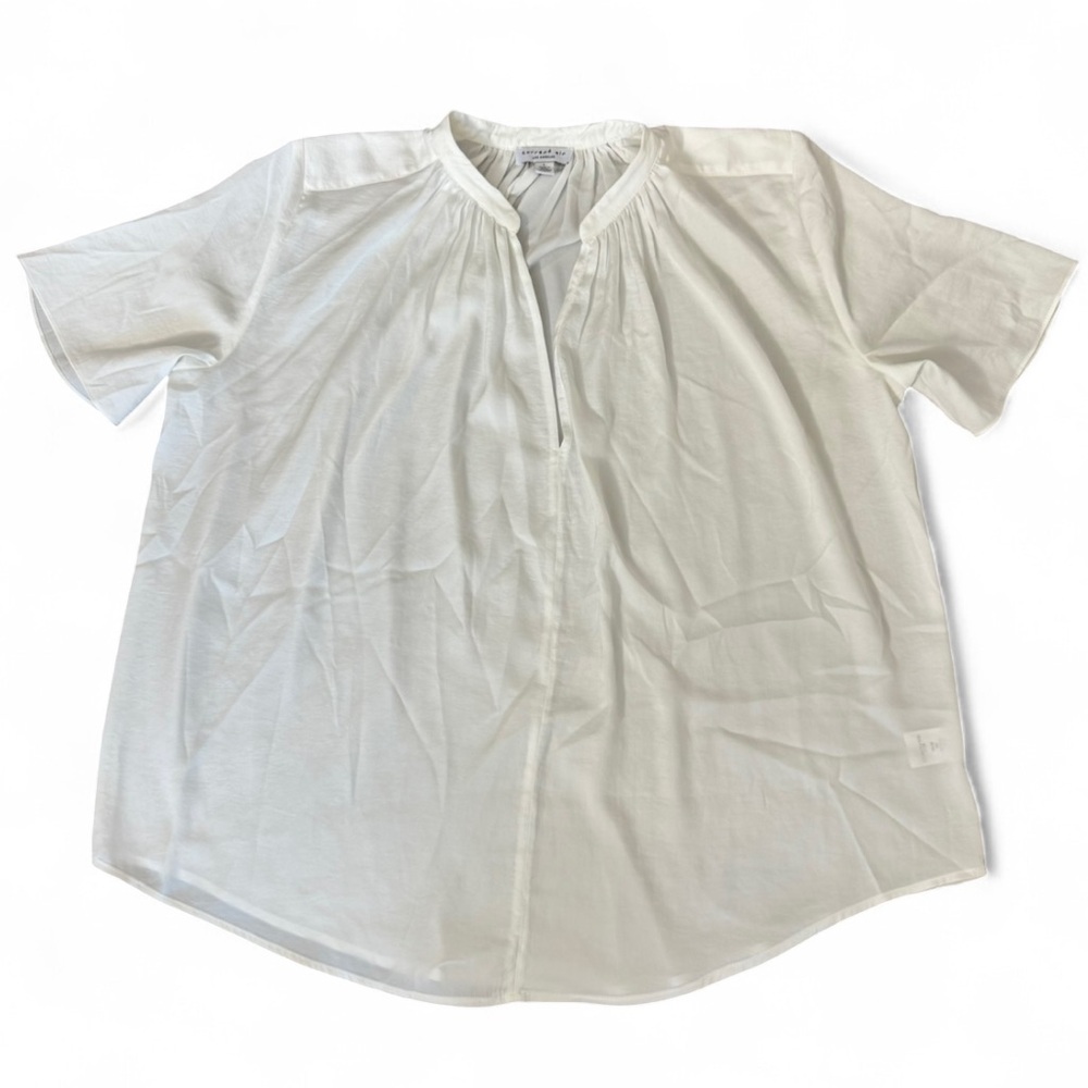 Current Air Split-Neck Short-Sleeve Blouse, Size L - image 1